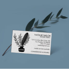 Elegant Chic Botanical Quill Logo Notarisch publie Visitekaartje