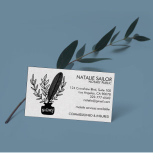 Elegant Chic Botanical Quill Logo Notarisch publie Visitekaartje