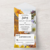 Elegant chic botanical sunflower floral Wedding Al All In One Uitnodiging (Binnen)