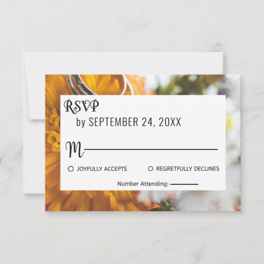 Elegant chic botanical sunflower floral Wedding RS RSVP Kaartje (Voorkant)