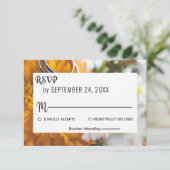 Elegant chic botanical sunflower floral Wedding RS RSVP Kaartje (Staand voorkant)