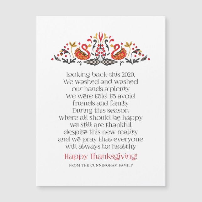Elegant Chic Botanicals Thanksgiving Poem (Voorkant)