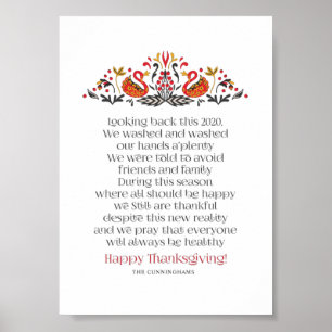 Elegant Chic Botanicals Thanksgiving Poem Poster