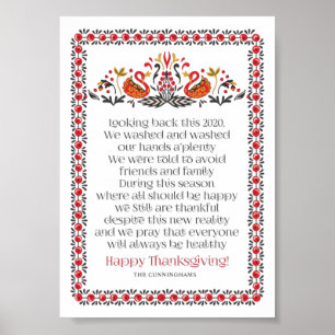 Elegant Chic Botanicals Thanksgiving Poem Poster