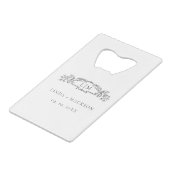 Elegant & Chic botanisch wapen initialen trouwdag Creditkaart Flessenopener (Voorkant Gekanteld)
