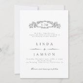 Elegant & Chic botanisch wapen monogram trouw  Kaart (Voorkant)