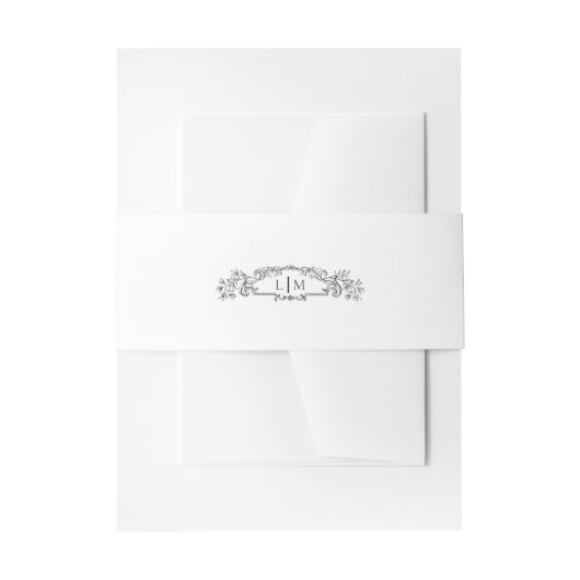 Elegant & Chic botanisch wapen monogram trouw- Uitnodigingen Wikkel (Voorkant Voorbeeld)