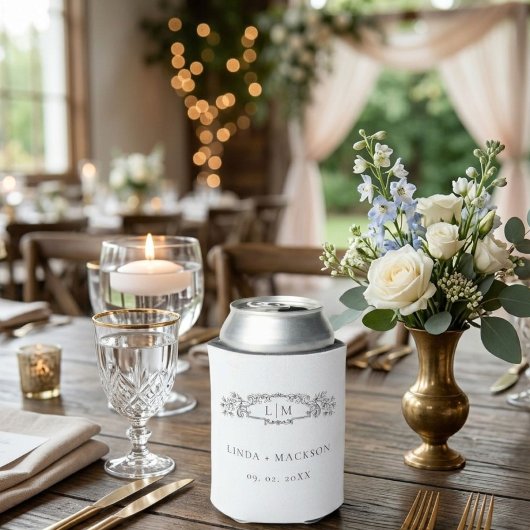 Elegant & Chic botanisch wapen monogram trouwfeest Blikjeskoeler