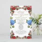 Elegant Chic Bouquet Wedding Programme (Staand voorkant)