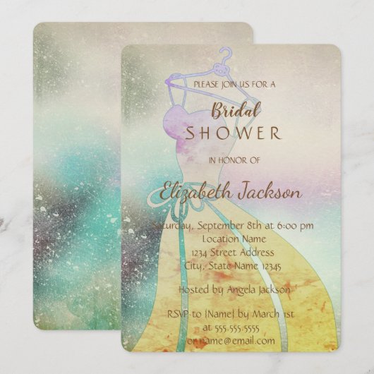 Elegant Chic, Bride Dress Vrijgezellenfeest Kaart (Voorkant / Achterkant)