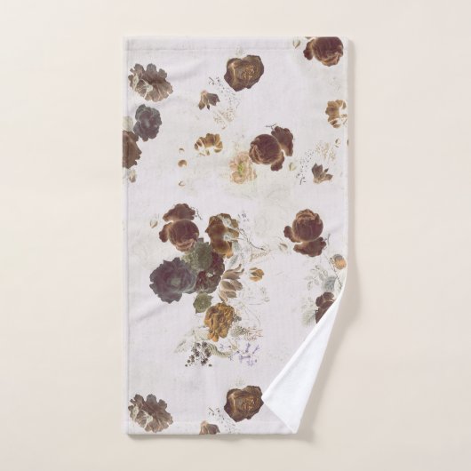 Elegant Chic Brown beige Rozen Floral Toile Bad Handdoek (Handdoek)
