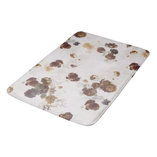 Elegant Chic Brown beige Rozen Floral Toile Badmat (Gekanteld)