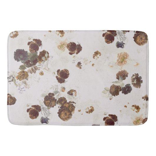 Elegant Chic Brown beige Rozen Floral Toile Badmat (Voorkant)