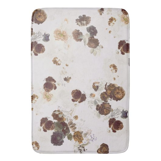 Elegant Chic Brown beige Rozen Floral Toile Badmat (Voorkant Verticaal)