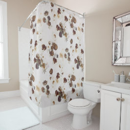 Elegant Chic Brown beige Rozen Floral Toile Douchegordijn