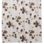 Elegant Chic Brown beige Rozen Floral Toile Douchegordijn (Voorkant)
