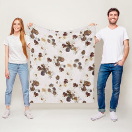 Elegant Chic Brown beige Rozen Floral Toile Fleece Deken