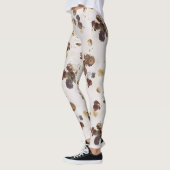 Elegant Chic Brown beige Rozen Floral Toile Leggings (Links)