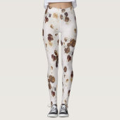 Elegant Chic Brown beige Rozen Floral Toile Leggings (Voorkant)