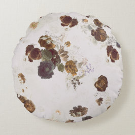 Elegant Chic Brown beige Rozen Floral Toile Rond Kussen