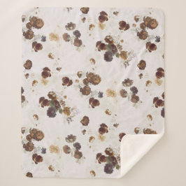 Elegant Chic Brown beige Rozen Floral Toile Sherpa Deken