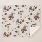 Elegant Chic Brown beige Rozen Floral Toile Sherpa Deken (Voorkant (horizontaal))