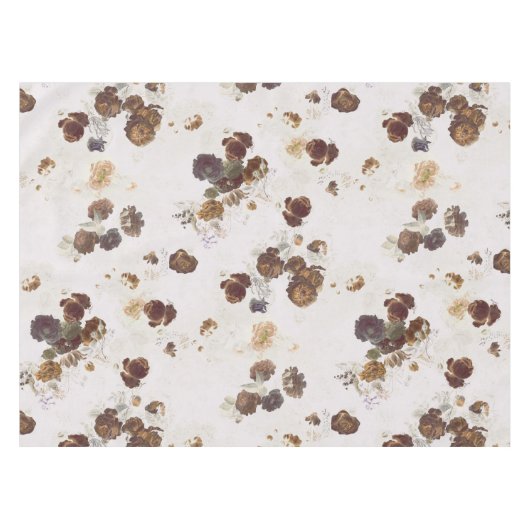 Elegant Chic Brown beige Rozen Floral Toile Tafelkleed (Voorkant (Horizontaal))