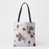 Elegant Chic Brown beige Rozen Floral Toile Tote Bag (Voorkant)
