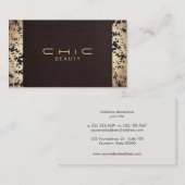 Elegant Chic Brown Linen Gold Leaf look 2 Visitekaartje (Voorkant / Achterkant)