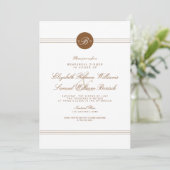 Elegant Chic Brown White Monogram Rehearsal Invite Kaart (Staand voorkant)