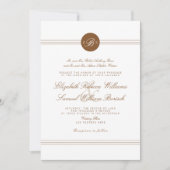 Elegant Chic Brown White Monogram Wedding Invite Kaart (Voorkant)