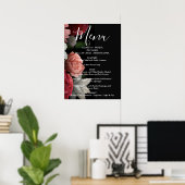 Elegant chic burgundy floral Menu Sign Poster (Thuiskantoor)