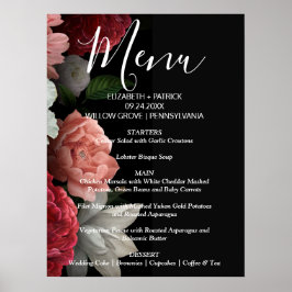 Elegant chic burgundy floral Menu Sign Poster