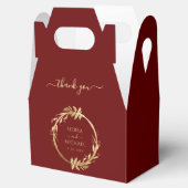 Elegant Chic Burgundy Golden Foliage Wedding Bedankdoosjes (Geopend)