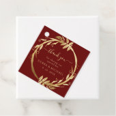 Elegant Chic Burgundy Golden Foliage Wedding Bedankjes Labels (In situ)