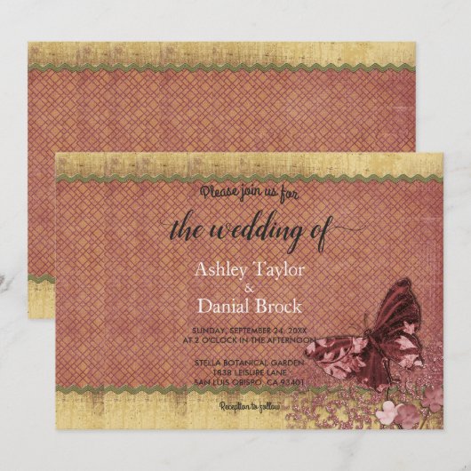 Elegant Chic Burgundy Roos Gold Formal Wedding Kaart (Voorkant / Achterkant)