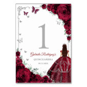 Elegant Chic Burgundy Roses Silver Quinceanera Kaart (Achterkant)