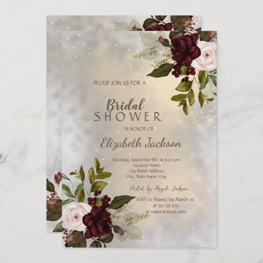 Elegant Chic Burgundy Rozen Kaart (Voorkant / Achterkant)