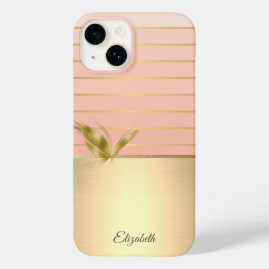 Elegant Chic Butterfly Gold Striped Case-Mate iPhone Case (Achterkant)