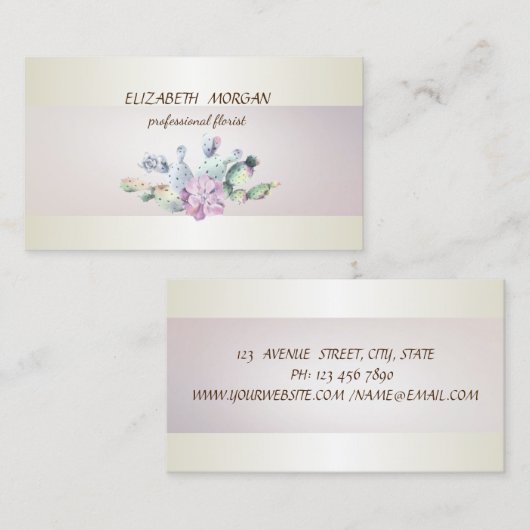 Elegant Chic Cactus Succulent Visitekaartje (Voorkant / Achterkant)