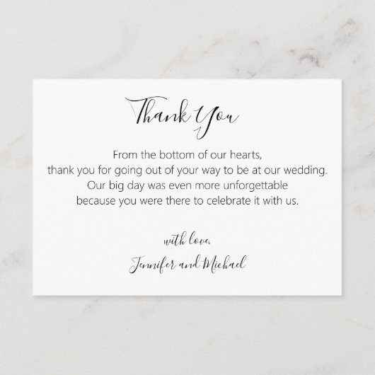 elegant chic calligraphy bruiloft 3 foto's collage bedankkaart (Achterkant)