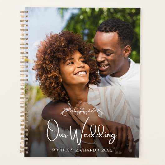 Elegant Chic Calligraphy Script Aangepaste foto Planner (Voorkant)