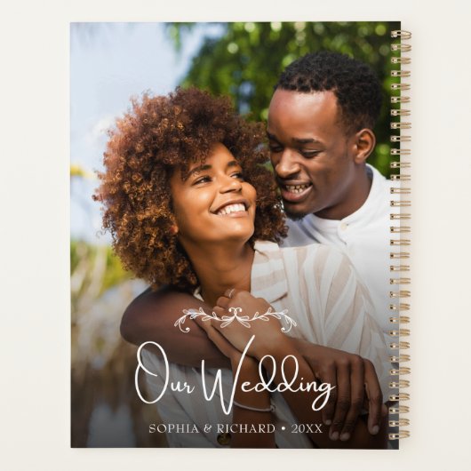 Elegant Chic Calligraphy Script Aangepaste foto Planner (Achterkant)