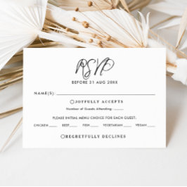 Elegant Chic Calligraphy Wedding RSVP Kaart