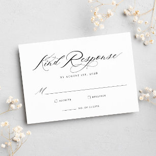 Elegant Chic Calligraphy Wedding RSVP Kaart