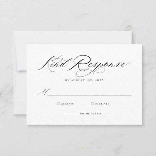Elegant Chic Calligraphy Wedding RSVP Kaart (Voorkant)