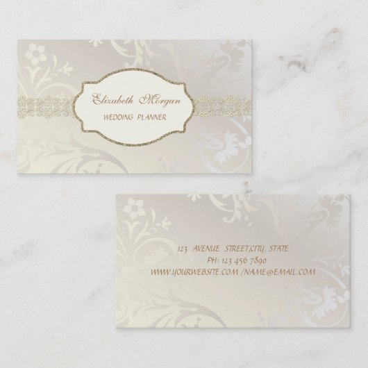 Elegant Chic Charming, Gold Lace Visitekaartje (Voorkant / Achterkant)