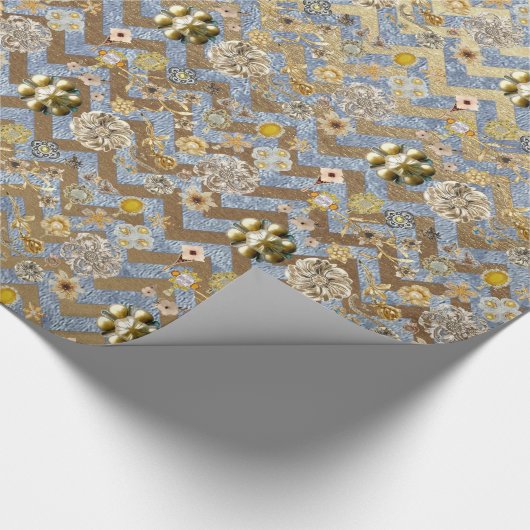 Elegant Chic Chiny Chevron Golden Velvet Cadeaupapier (Hoek)