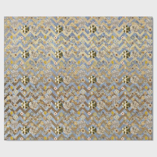 Elegant Chic Chiny Chevron Golden Velvet Cadeaupapier (Vlak)