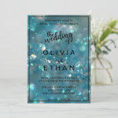 Elegant chic classy blue glitter Wedding Invitatio Kaart (Staand voorkant)